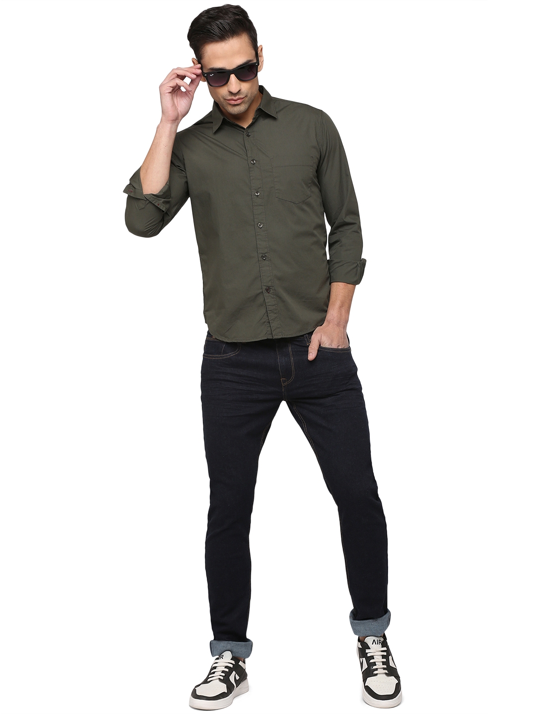 Greenfibre | Dark Grey Solid Slim Fit Semi Casual Shirt | Greenfibre 3