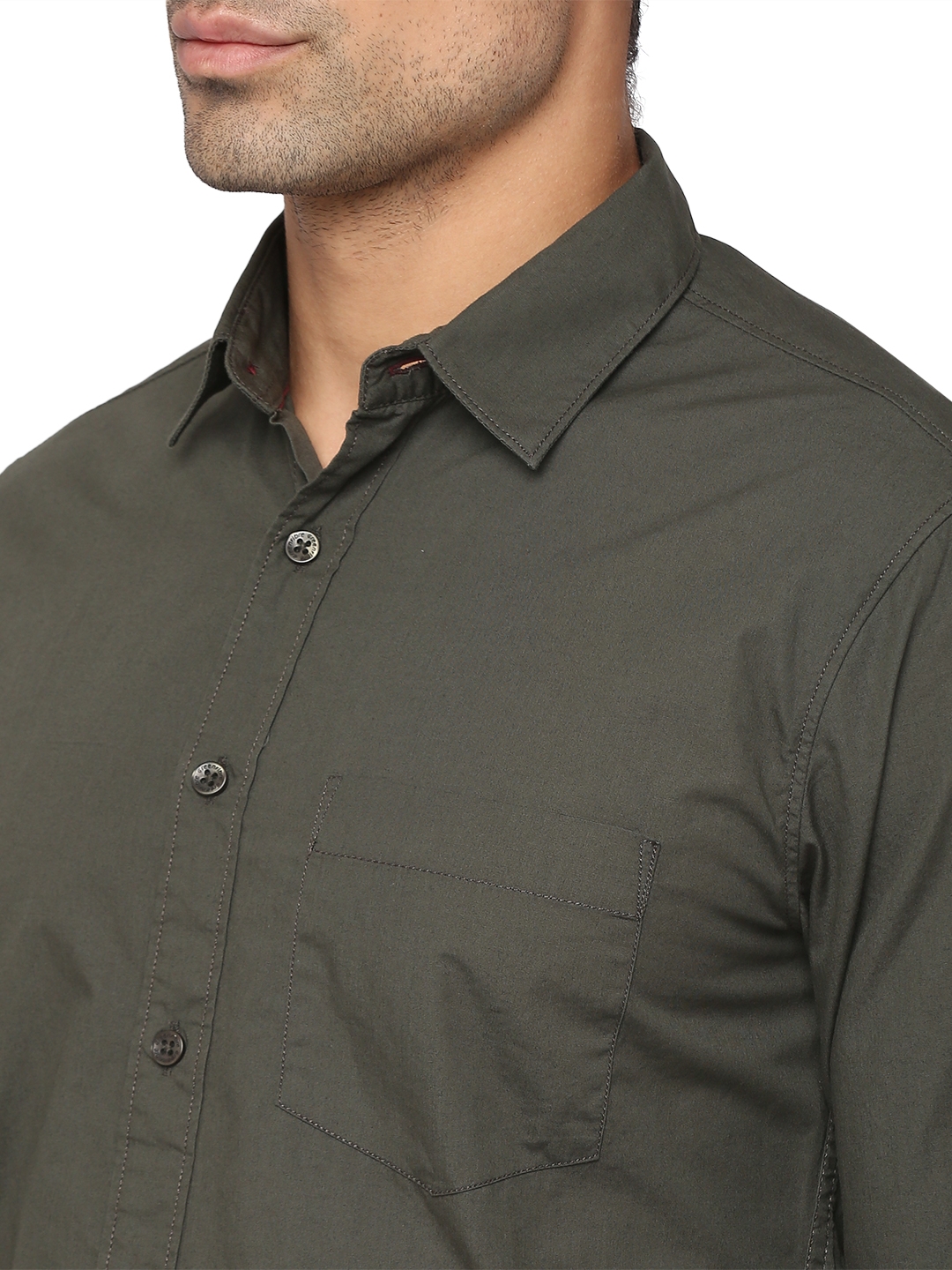 Greenfibre | Dark Grey Solid Slim Fit Semi Casual Shirt | Greenfibre 4