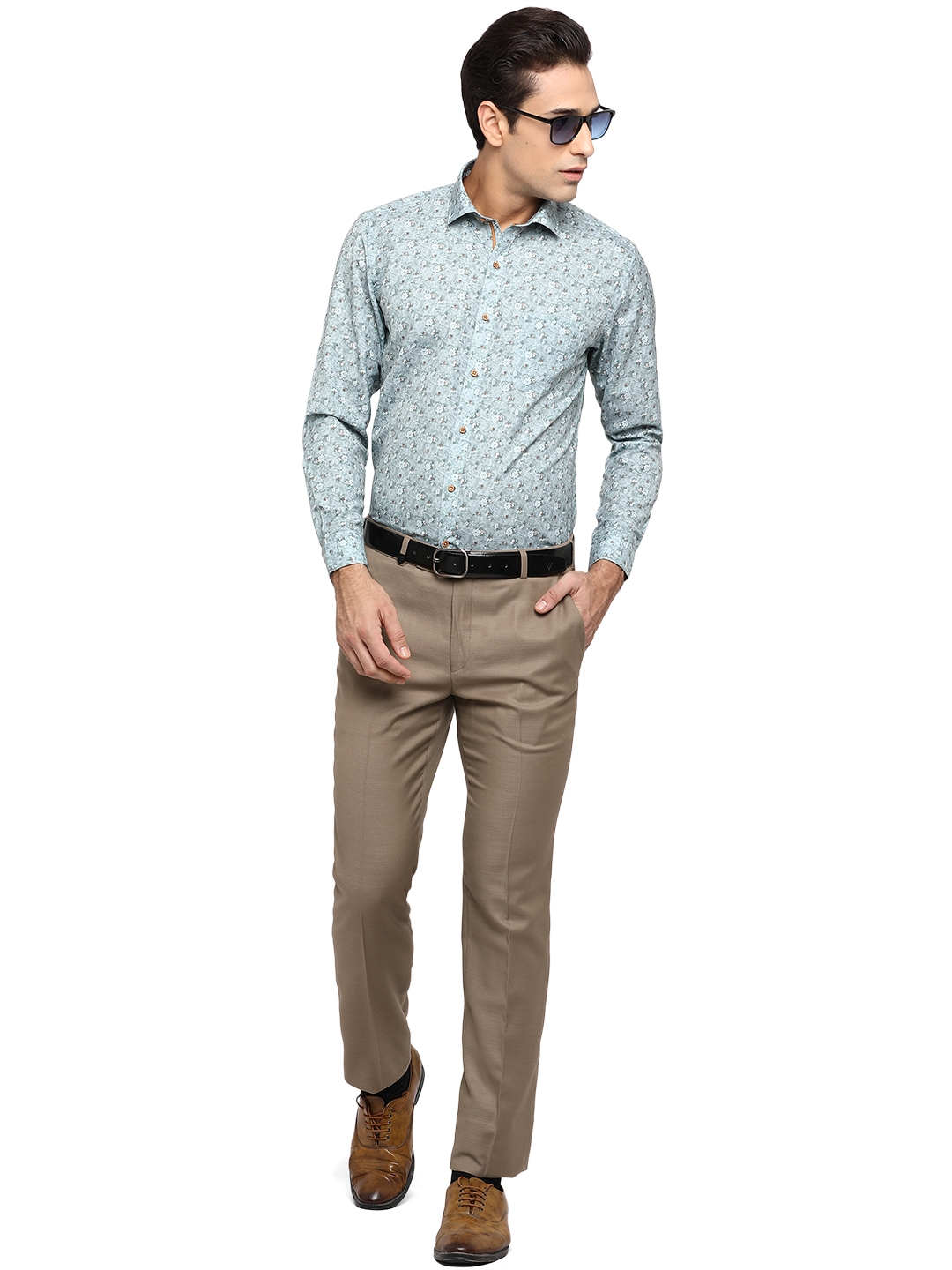 Greenfibre | Cameo Green Printed Slim Fit Party Wear Shirt | Greenfibre 3