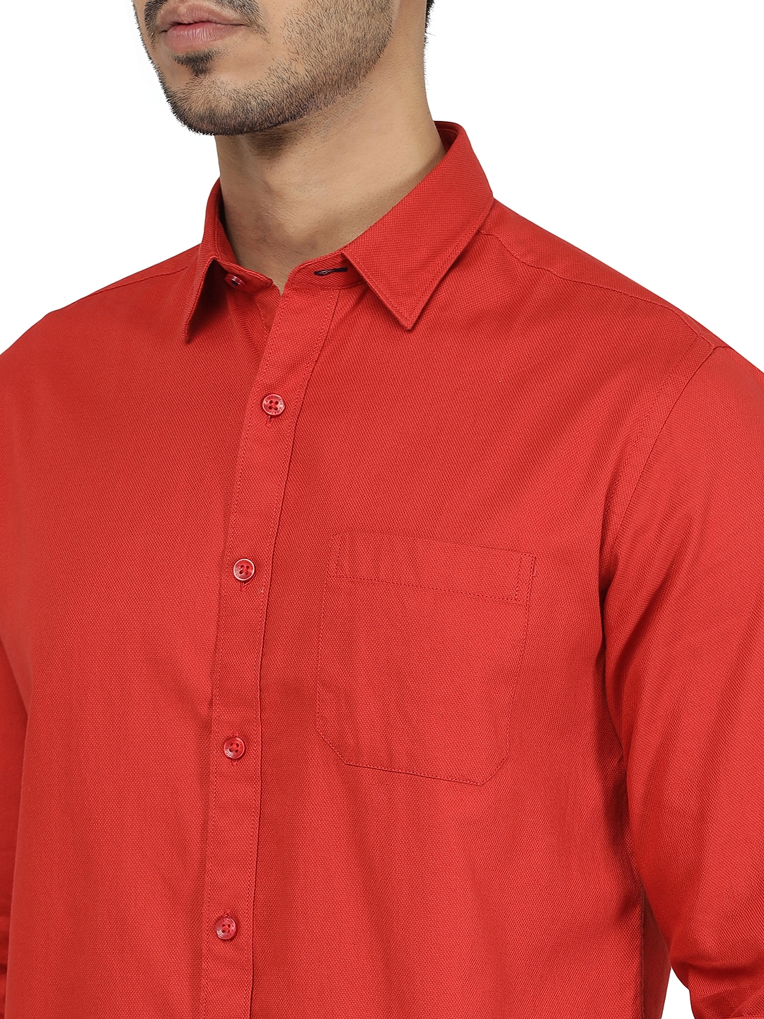 Greenfibre | Paprika Red Solid Classic Fit Casual Shirt | Greenfibre 4