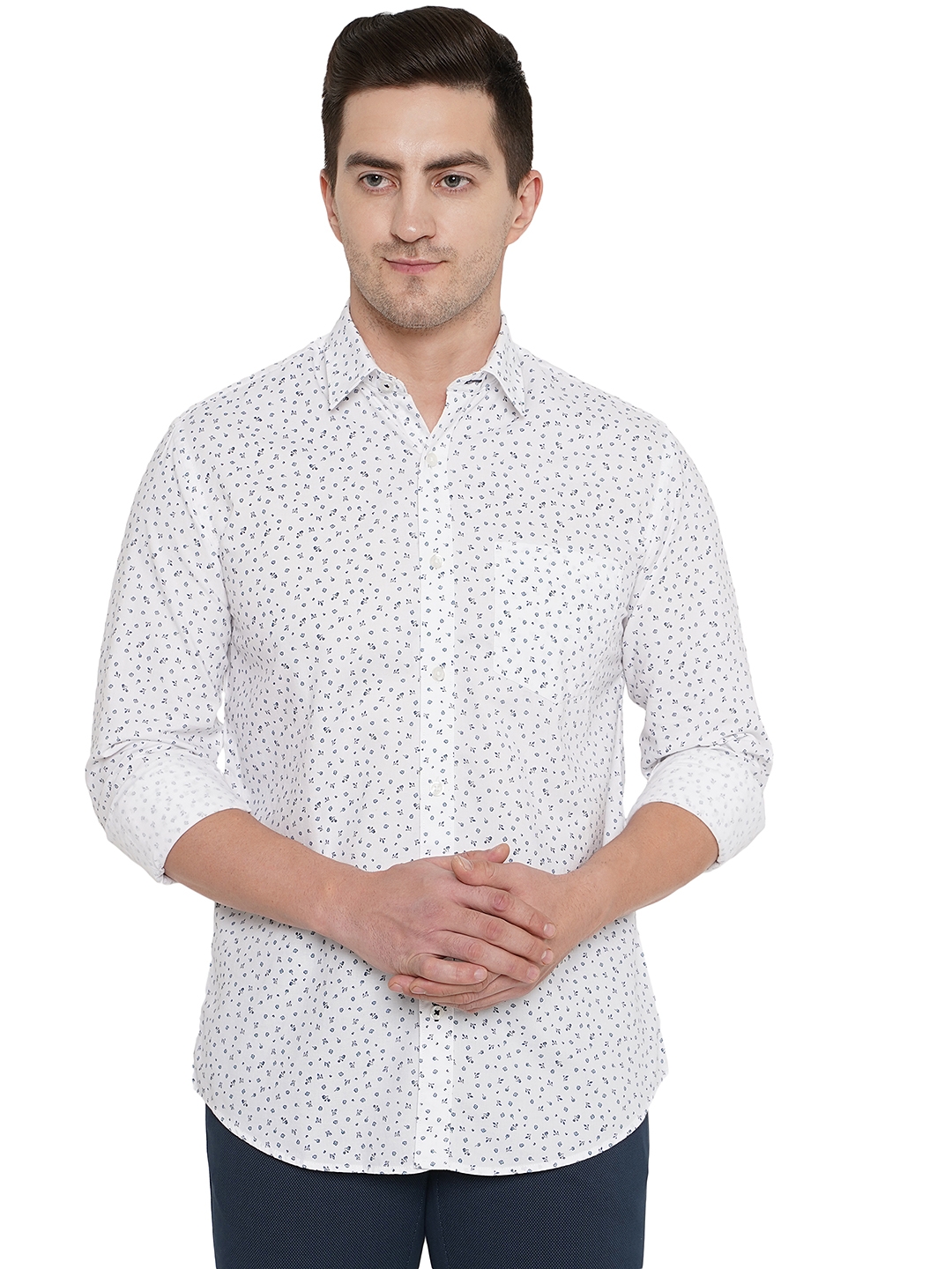 Greenfibre | White Printed Smart Fit Casual Shirt | Greenfibre 0