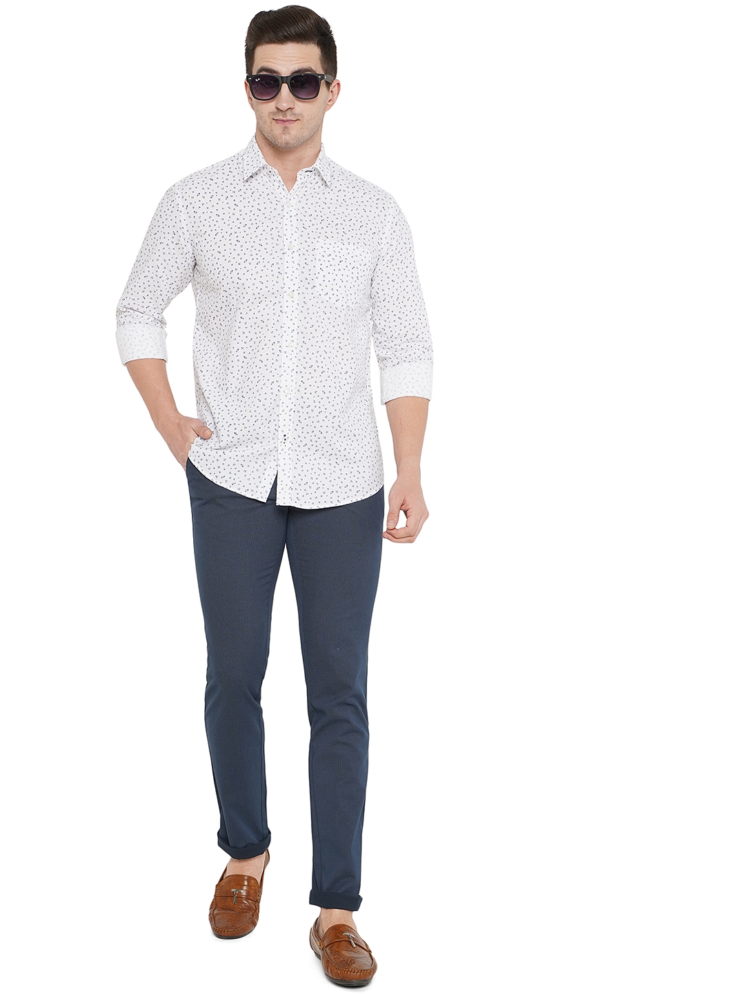 Greenfibre | White Printed Smart Fit Casual Shirt | Greenfibre 3