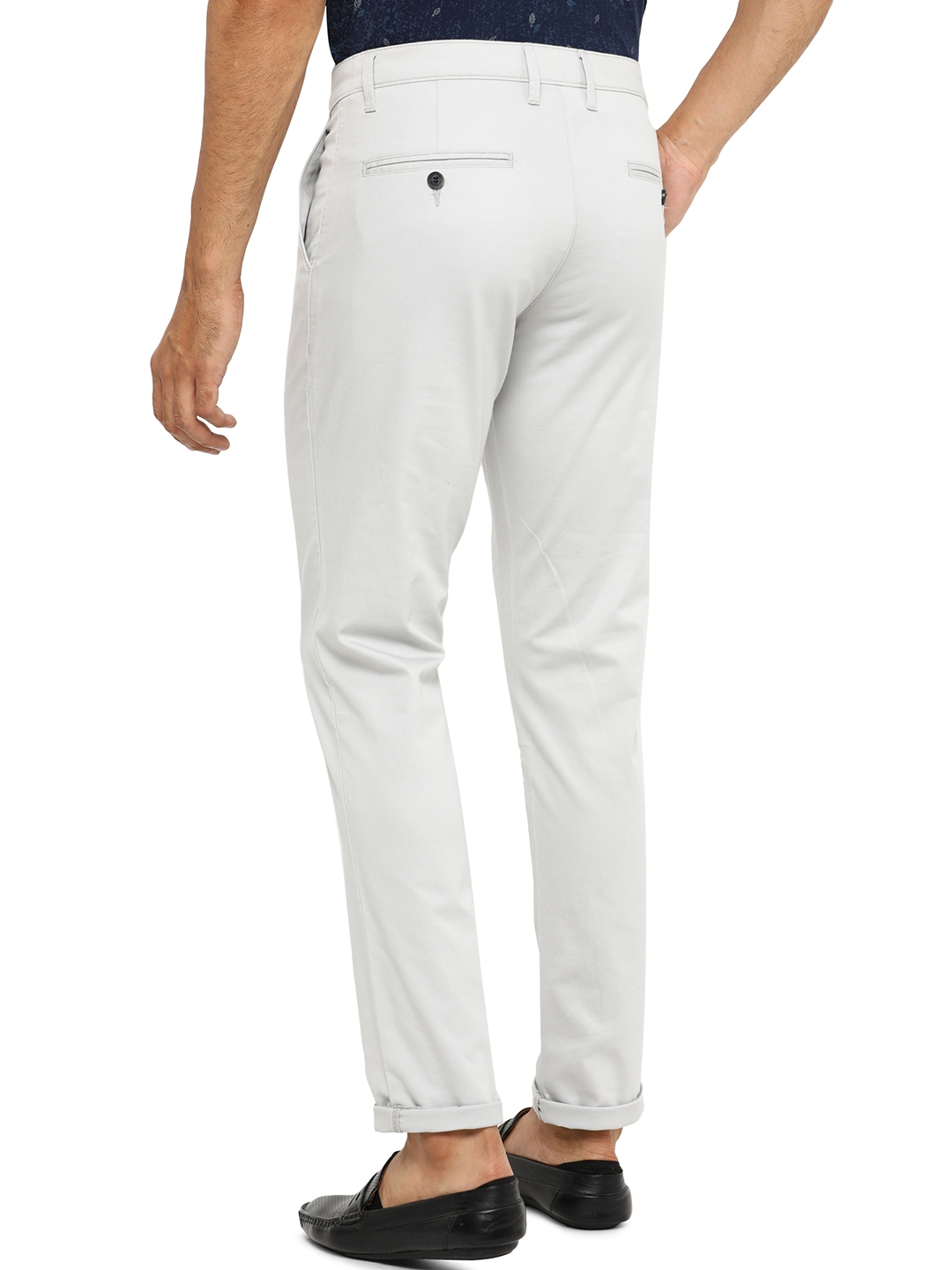 Greenfibre | Light Grey Solid Slim Fit Casual Trouser | Greenfibre 2