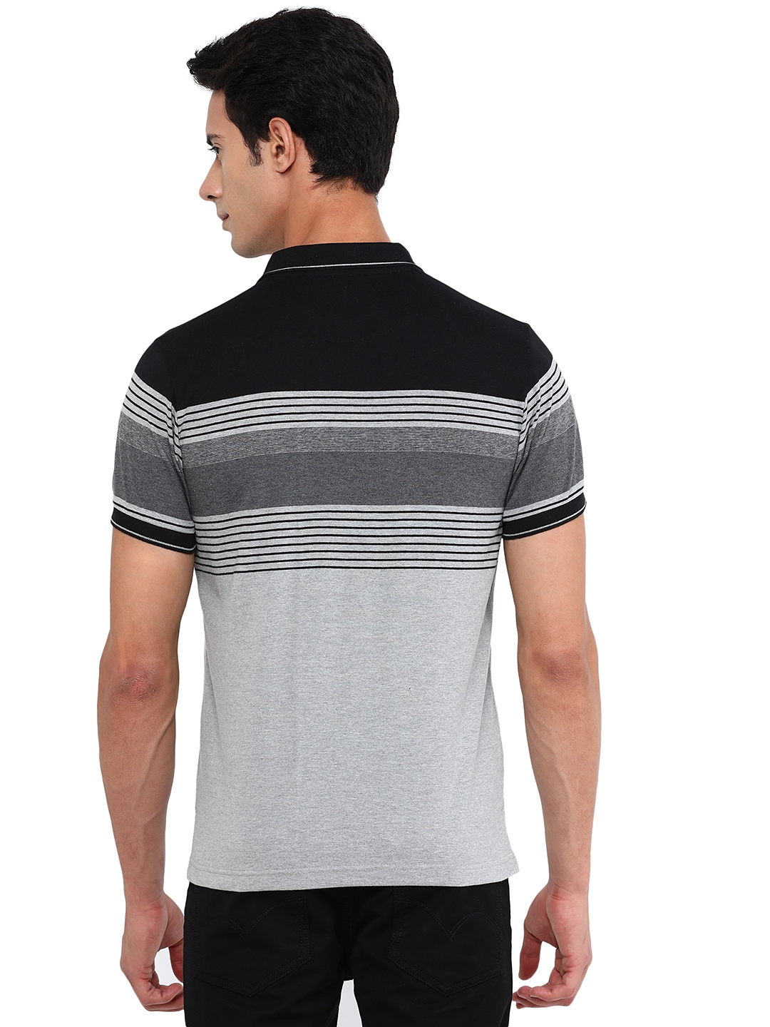 Greenfibre | Caster Grey Striped Slim Fit Polo T-Shirt | Greenfibre 2