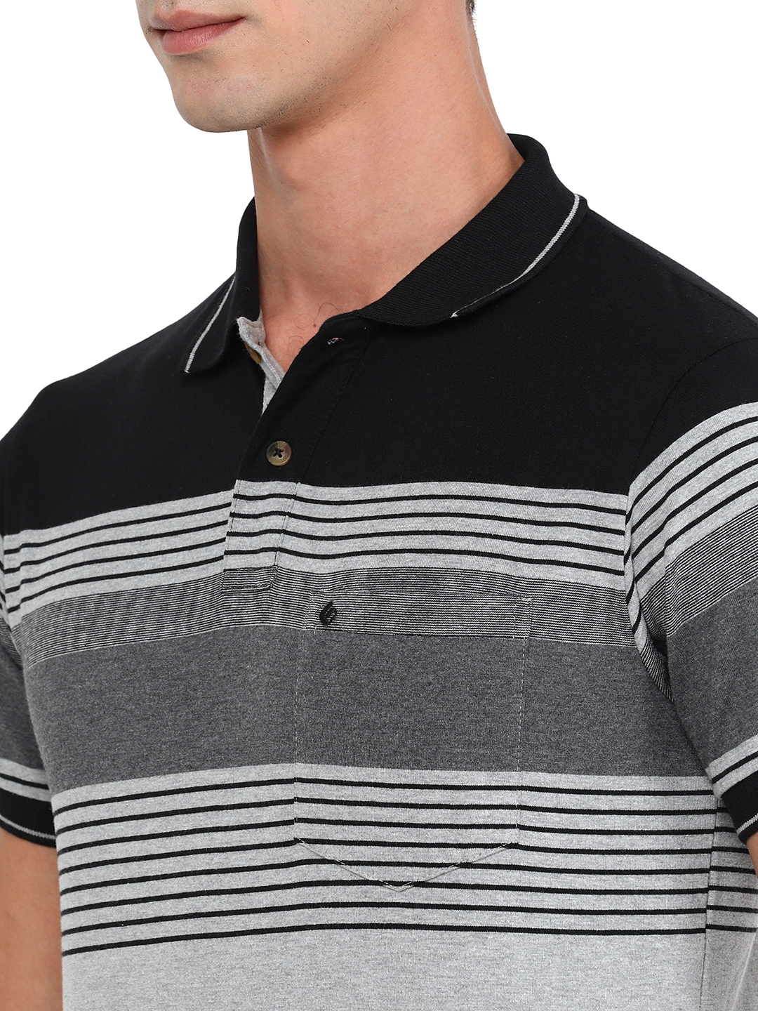 Greenfibre | Caster Grey Striped Slim Fit Polo T-Shirt | Greenfibre 4