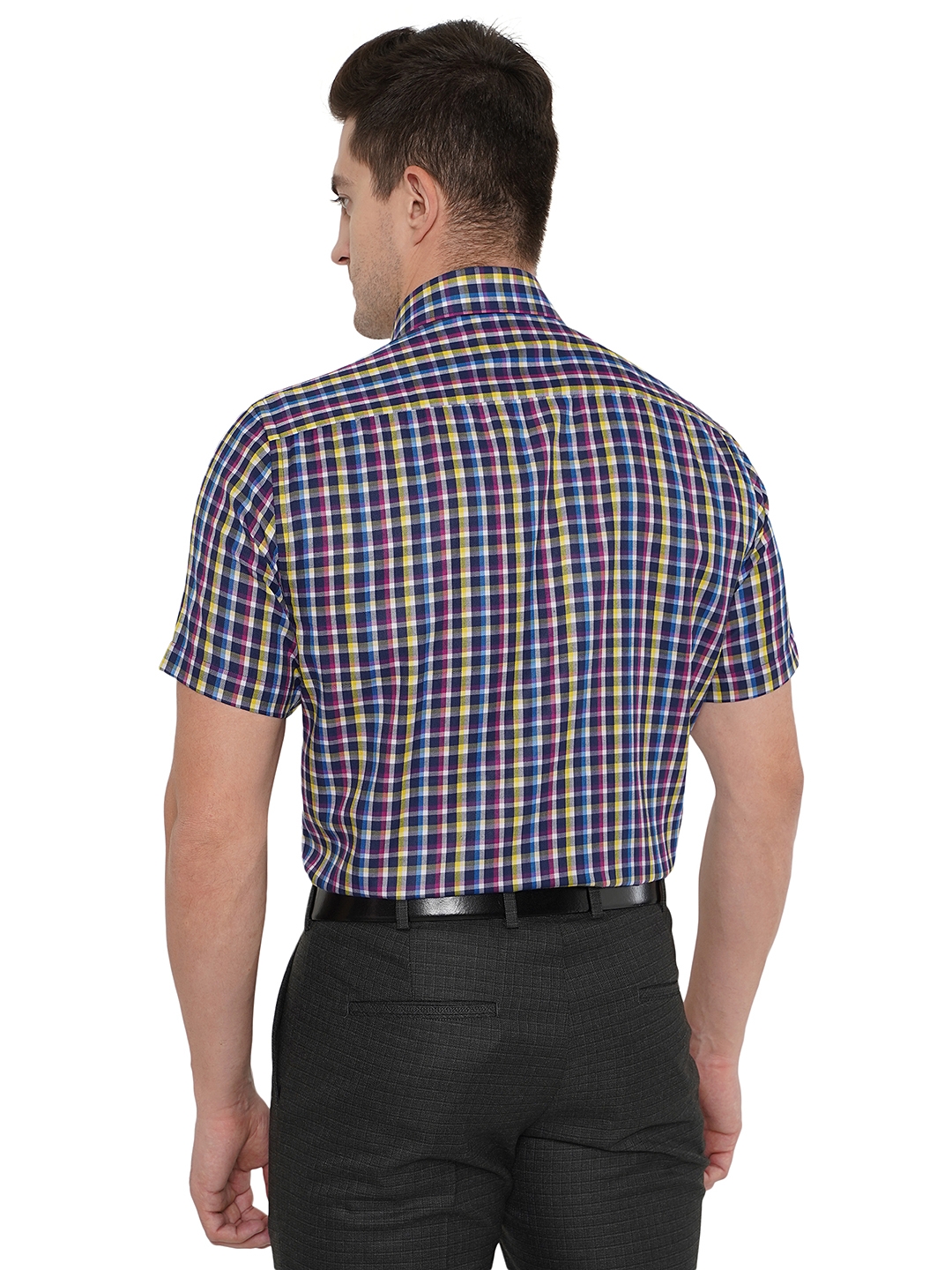 Greenfibre | White & Blue Checked Regular Fit Formal Shirt | Greenfibre 2