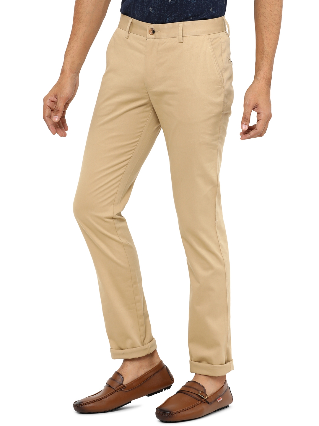 Greenfibre | Beige Solid Super Slim Fit Casual Trouser | Greenfibre 1