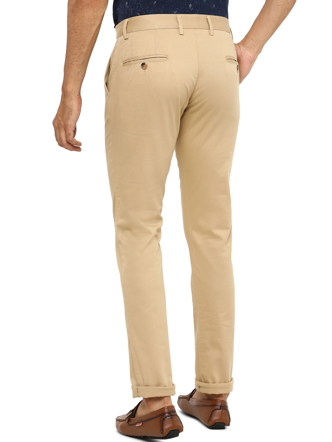 Greenfibre | Beige Solid Super Slim Fit Casual Trouser | Greenfibre 2