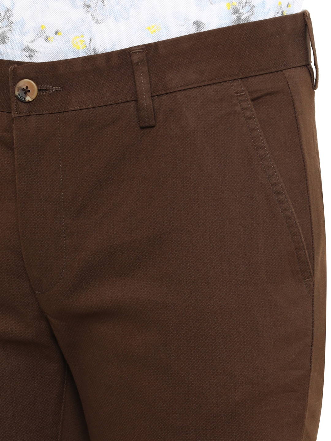 Greenfibre | Dark Brown Solid Super Slim Fit Casual Trouser | Greenfibre 4
