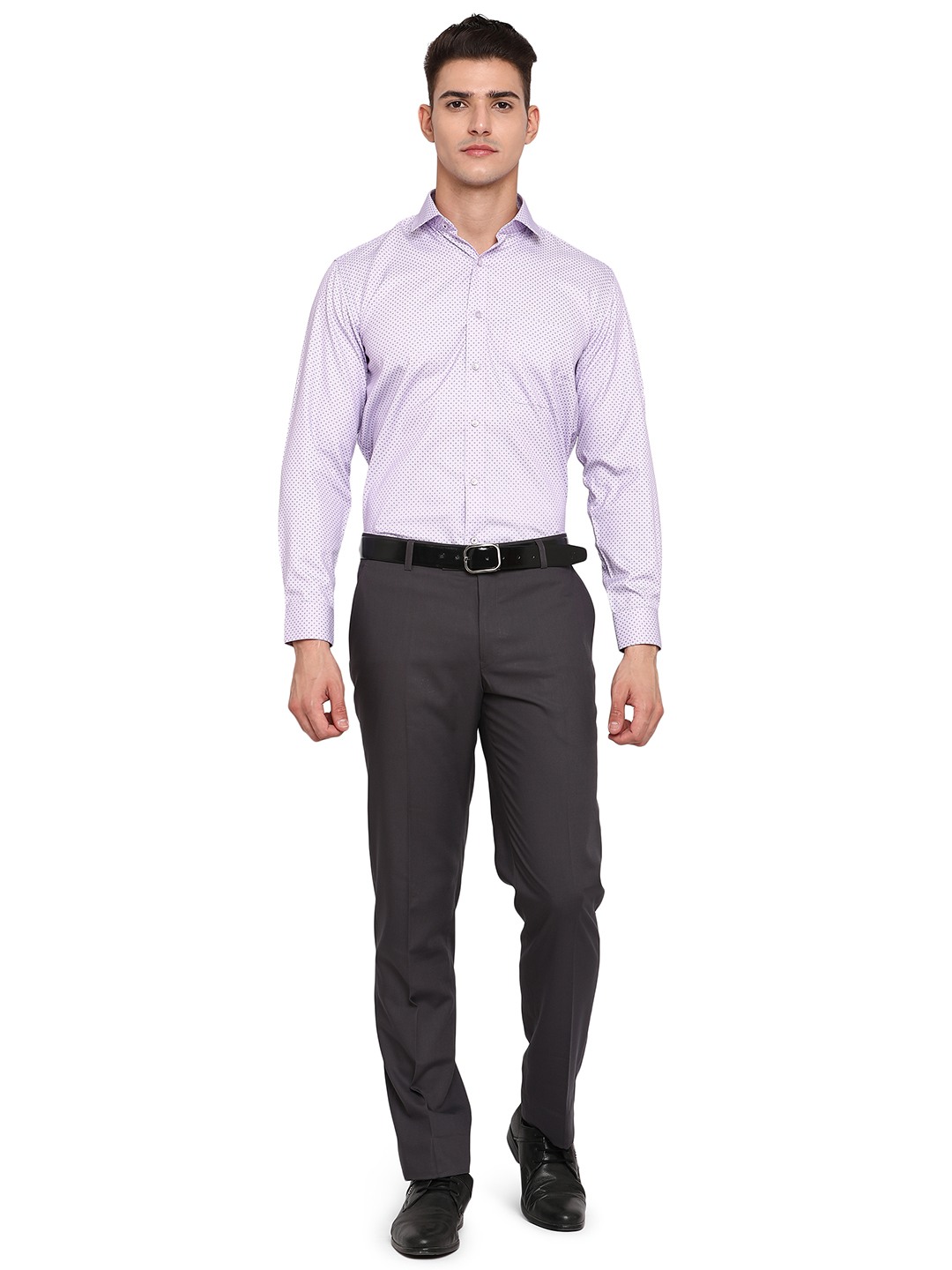 Dark Grey Solid Classic Fit Formal Trouser | Greenfibre