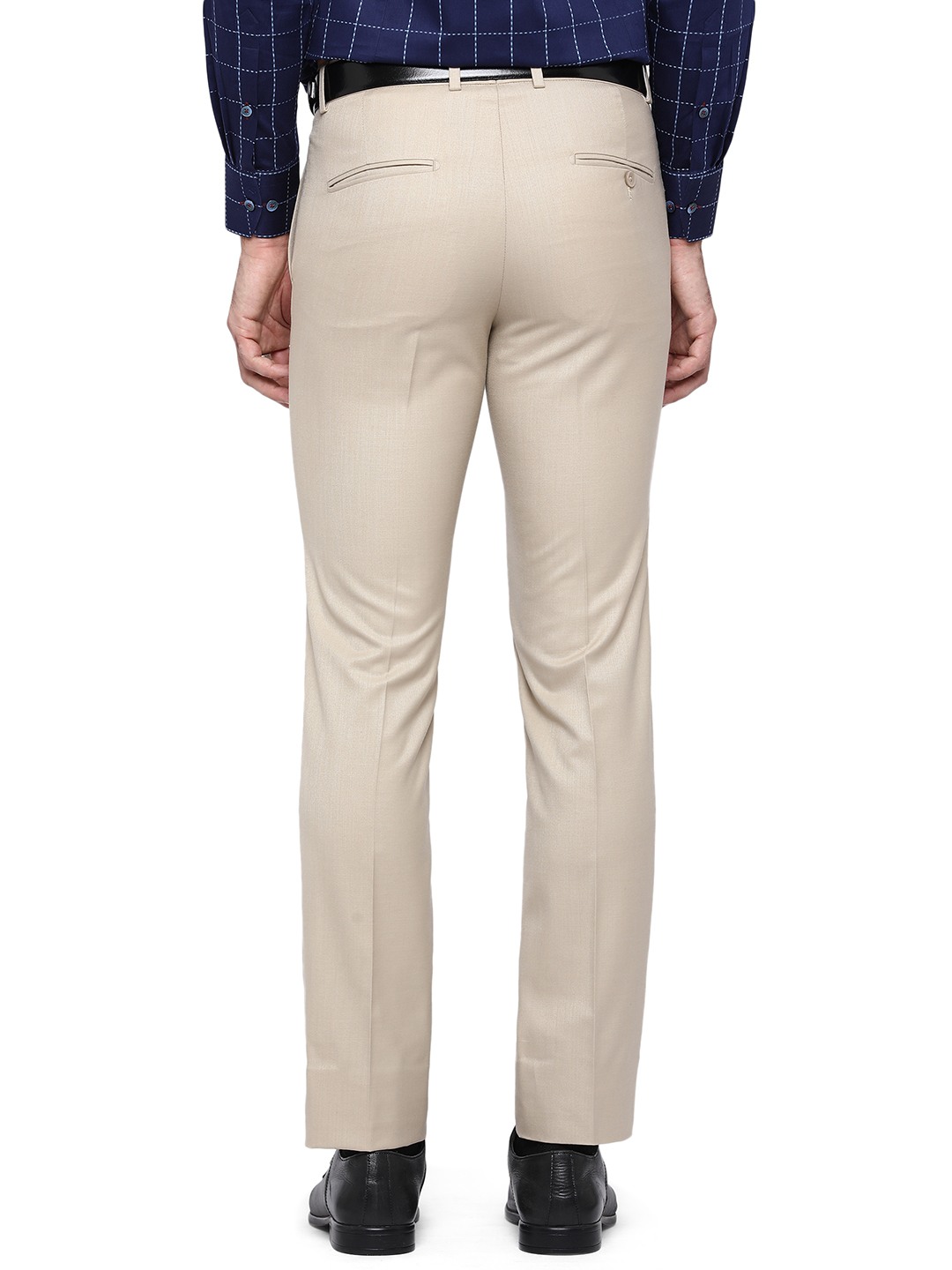 Beige Solid Slim Fit Formal Trouser | Greenfibre