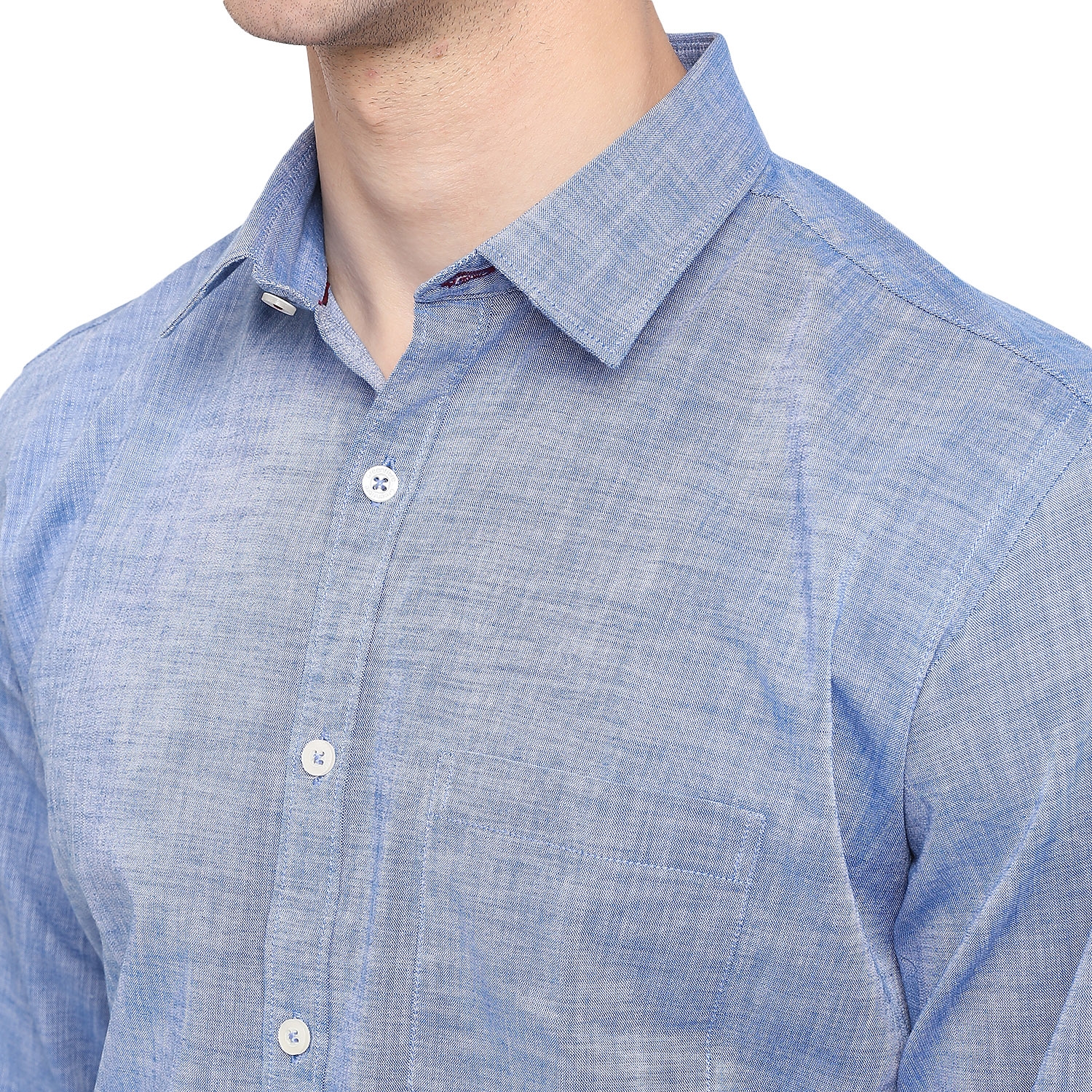 Greenfibre | Sky Blue Solid Classic Fit Semi Casual Shirt | Greenfibre 4