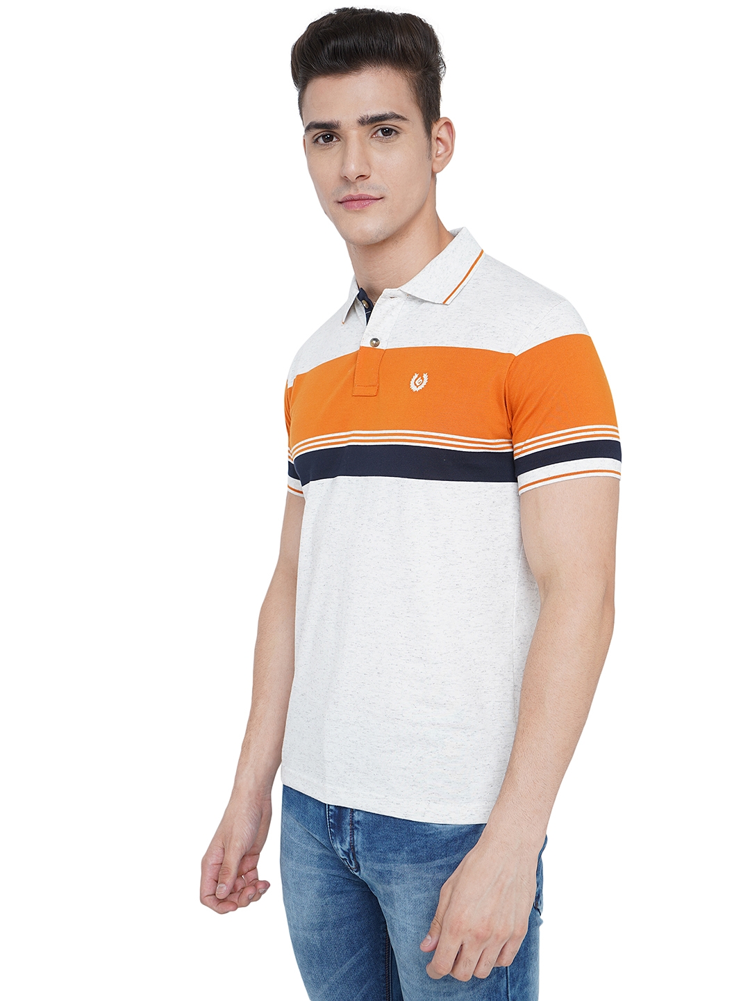 Greenfibre | White Striped Slim Fit Polo T-Shirt | Greenfibre 1