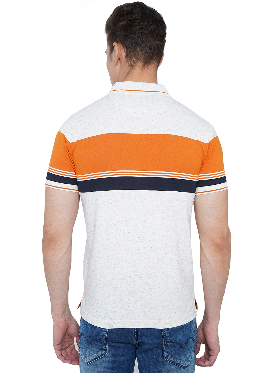 Greenfibre | White Striped Slim Fit Polo T-Shirt | Greenfibre 2