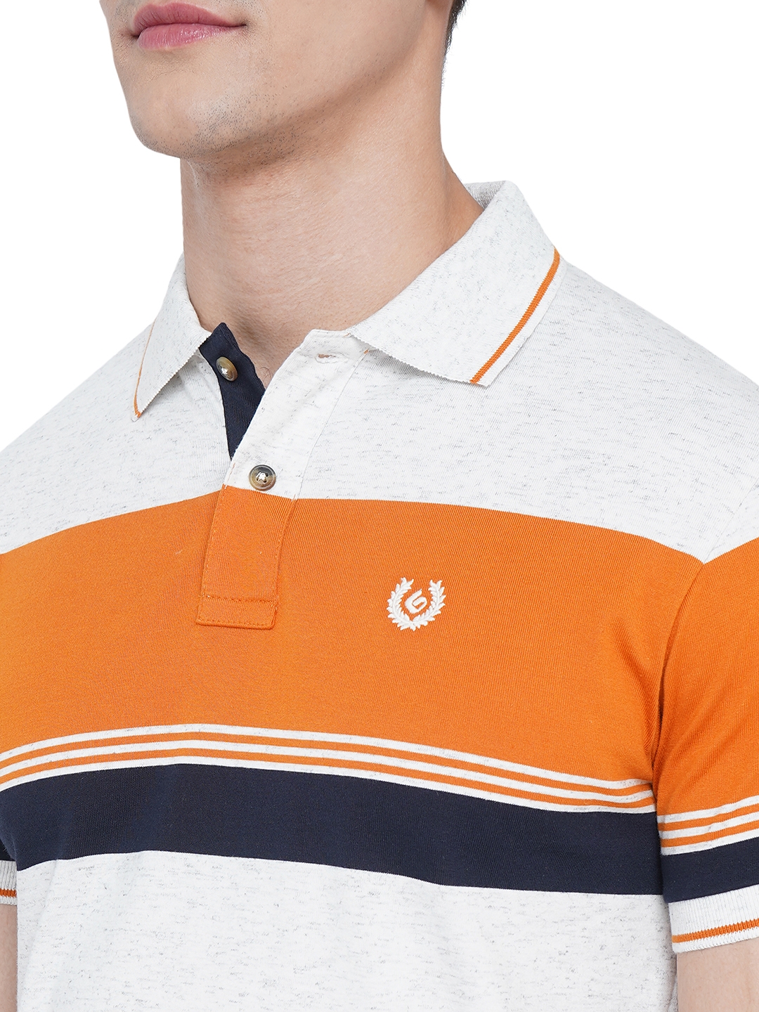 Greenfibre | White Striped Slim Fit Polo T-Shirt | Greenfibre 4