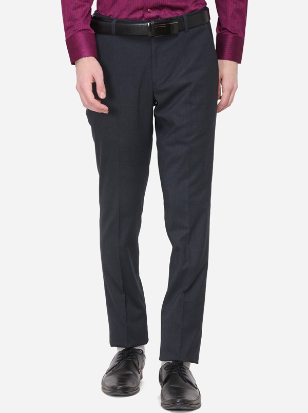 Greenfibre | Dark Blue Solid Super Slim Fit Formal Trouser | Greenfibre 0