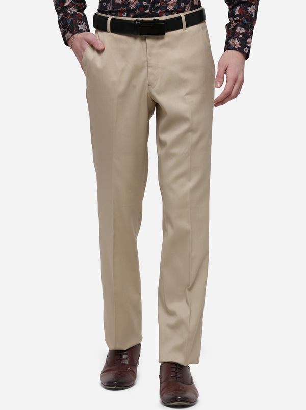 Greenfibre | Beige Solid Classic Fit Formal Trouser | Greenfibre 0