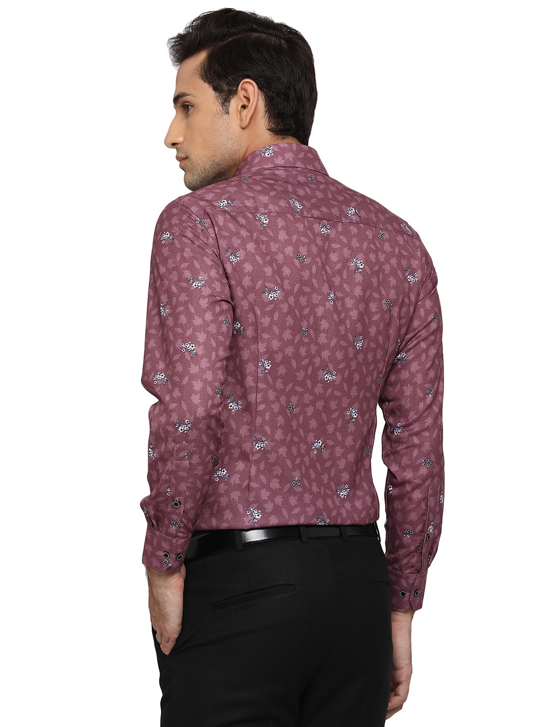 Terracotta Purple Printed Slim Fit Party Wear Shirt | Greenfibre