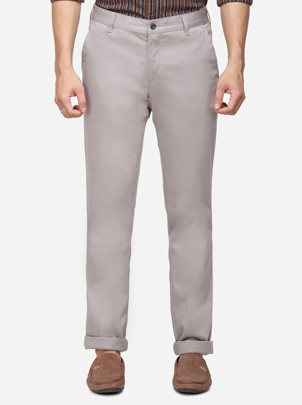 Greenfibre | Grey Solid Super Slim Fit Casual Trouser | Greenfibre 0