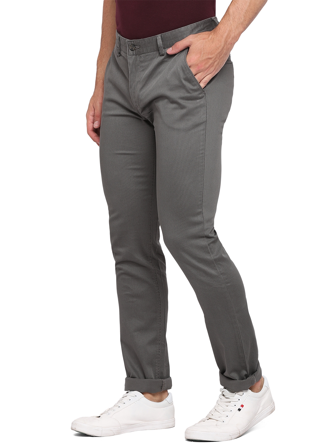 Greenfibre | Grey Solid Slim Fit Casual Trouser | Greenfibre 1
