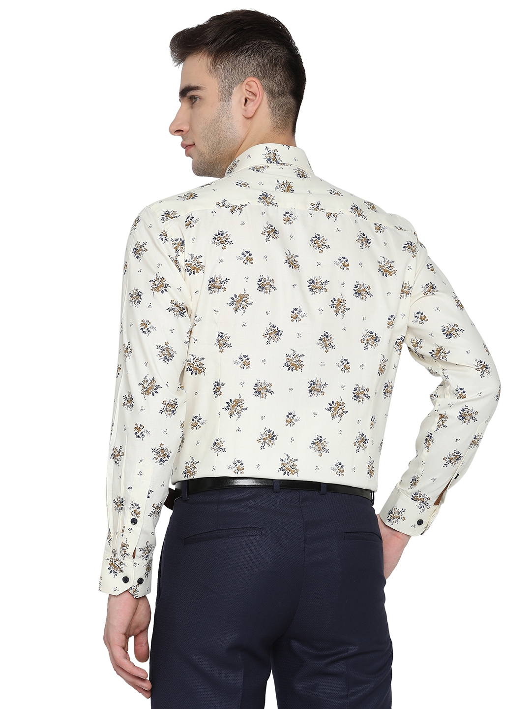 Greenfibre | Cream Printed Slim Fit Party Wear Shirt | Greenfibre 2