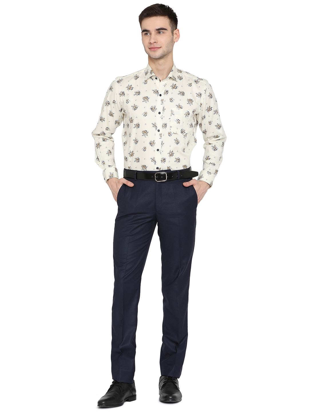 Greenfibre | Cream Printed Slim Fit Party Wear Shirt | Greenfibre 3