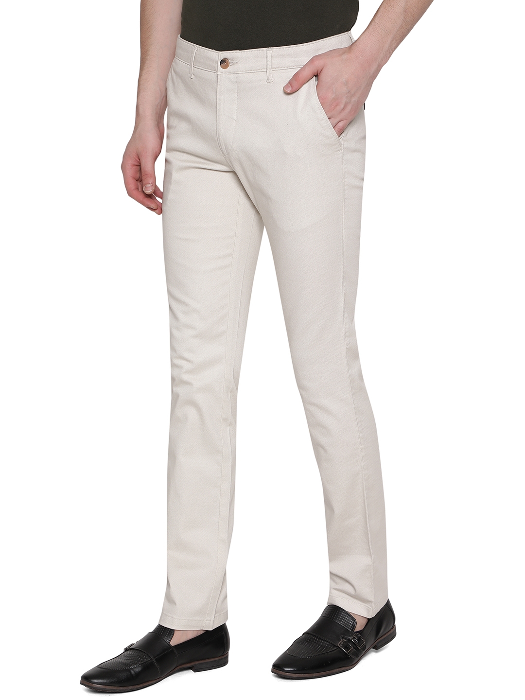 Greenfibre | Fawn Solid Super Slim Fit Casual Trouser | Greenfibre 1