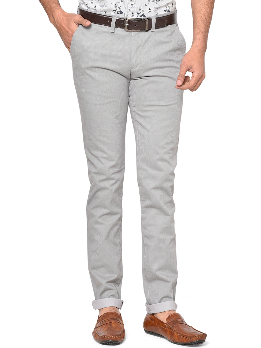 Greenfibre | Steel Grey Solid Super Slim Fit Casual Trouser | Greenfibre 0