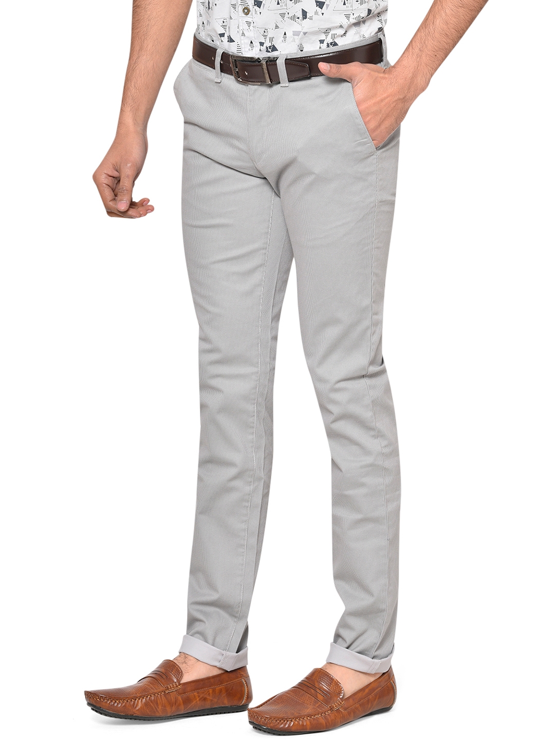 Greenfibre | Steel Grey Solid Super Slim Fit Casual Trouser | Greenfibre 3