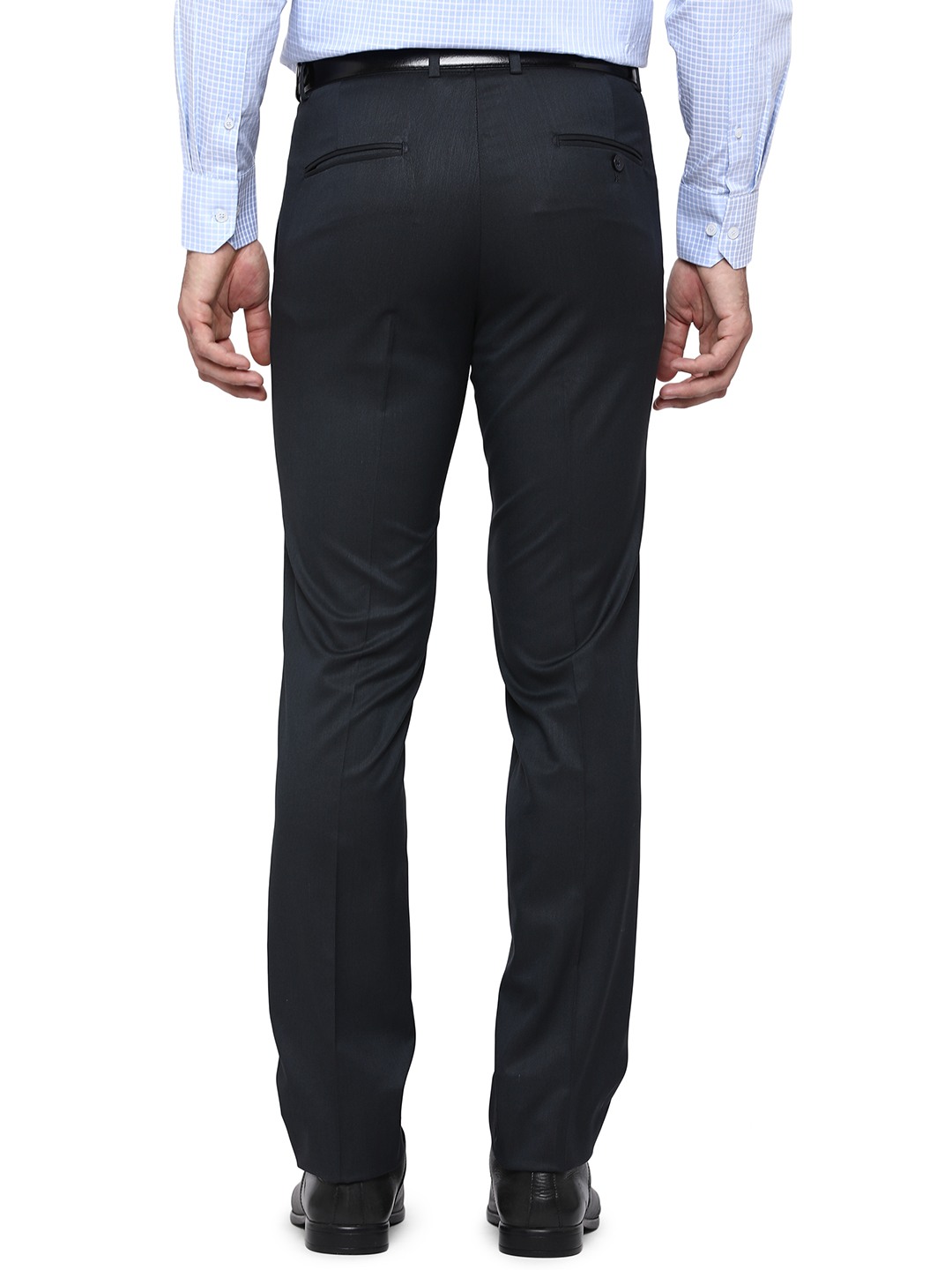 Dark Blue Solid Slim Fit Formal Trouser | Greenfibre