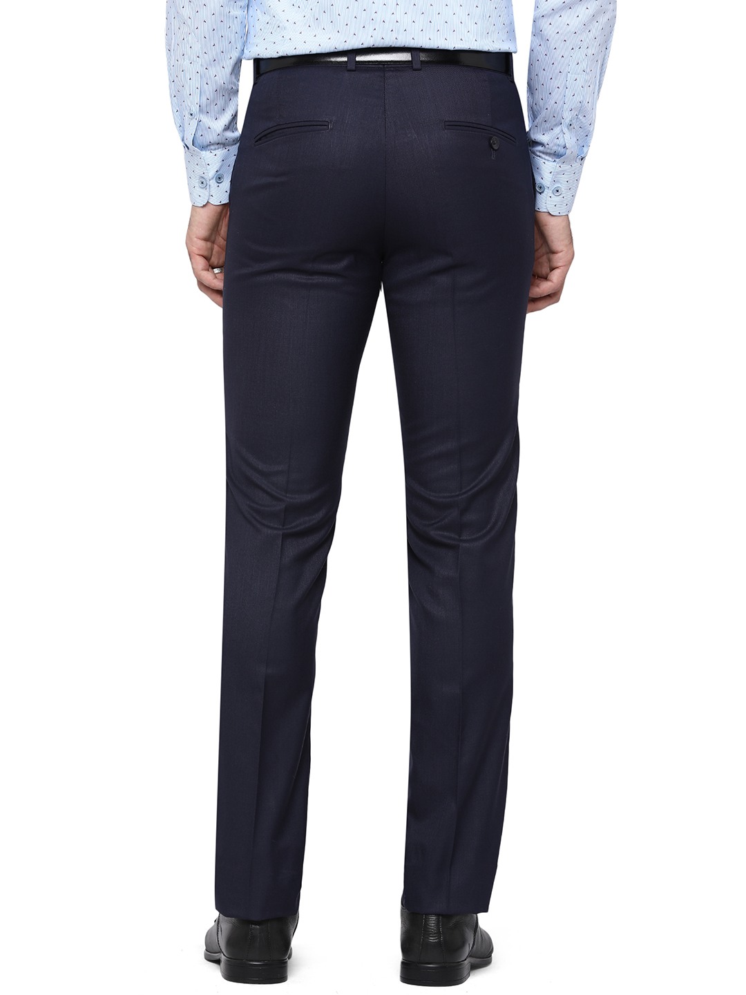 Navy Blue Solid Slim Fit Formal Trouser | Greenfibre