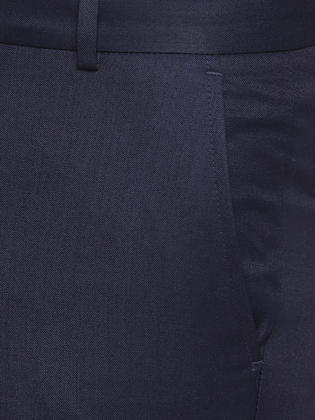 Navy Blue Solid Slim Fit Formal Trouser | Greenfibre