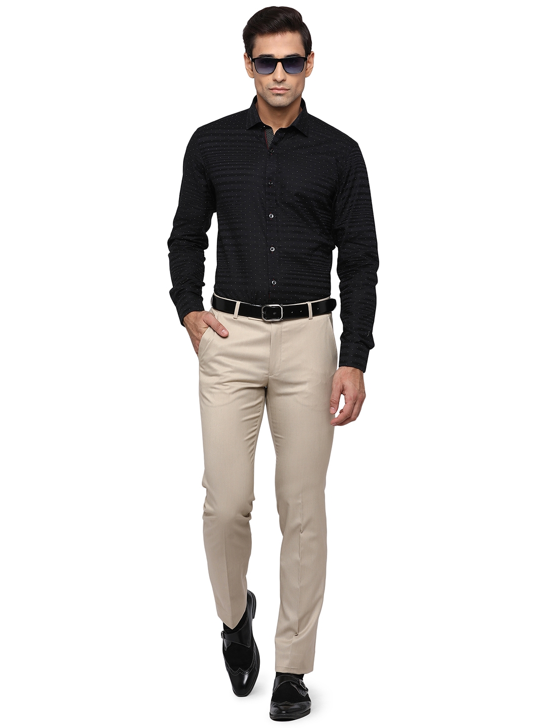 Greenfibre | Beige Solid Slim Fit Formal Trouser | Greenfibre 3