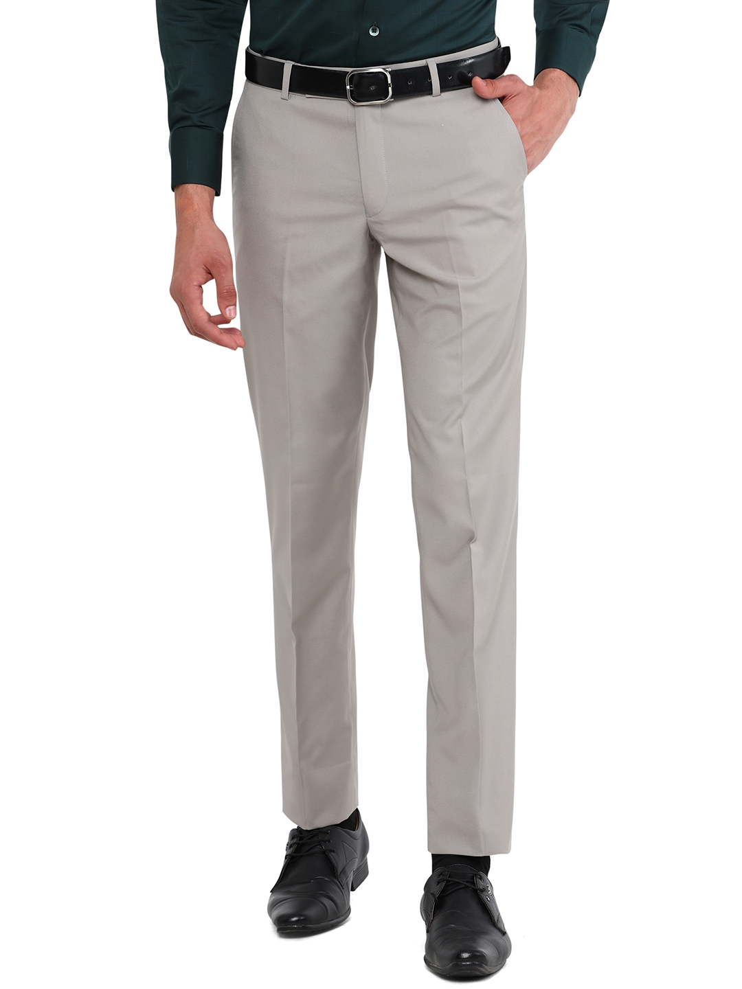 TechPro Slim Fit B-91 Formal Grey Solid Trouser - Filsey