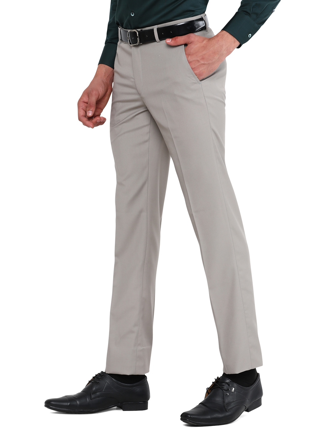 Keith & Paul Poly Cotton Grey Regular Slim Fit Formal Pants for Men Size 38  | Wholesale Prices | Tradeling