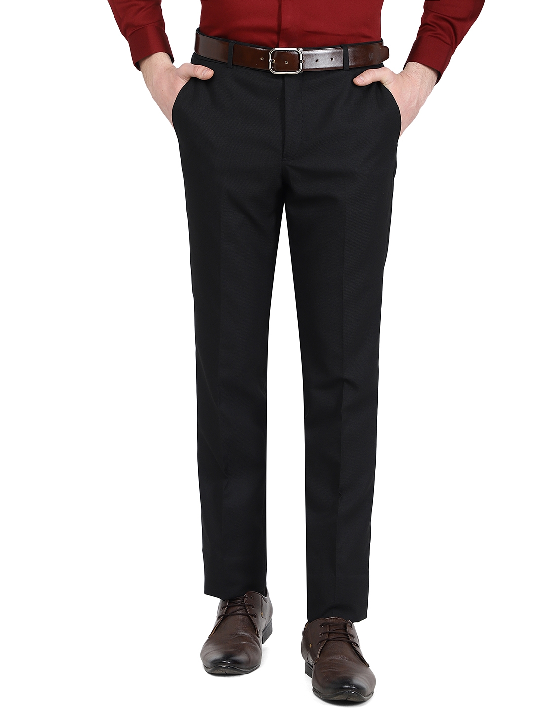 Greenfibre | Black Solid Slim Fit Formal Trouser | Greenfibre 0