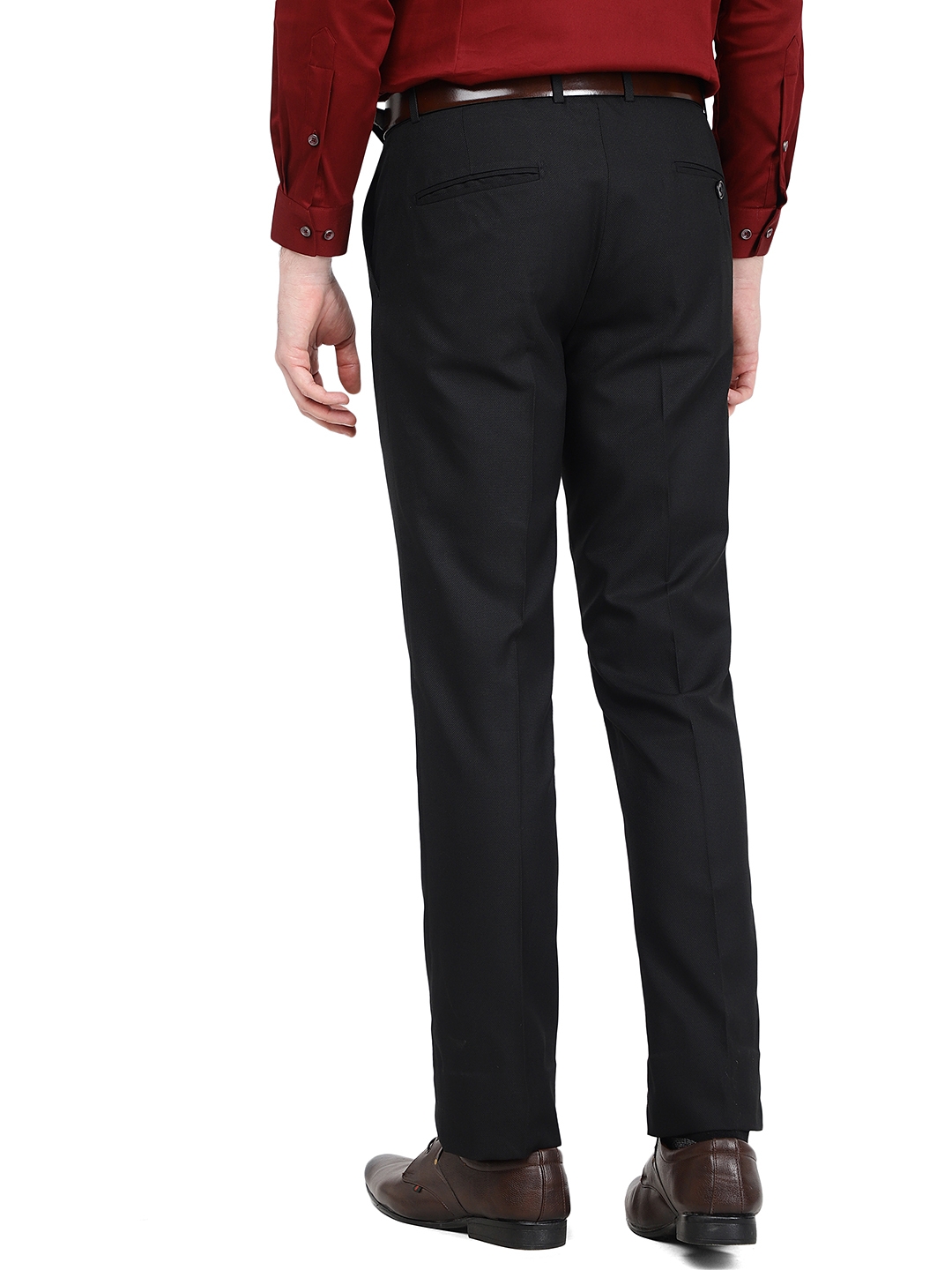 Greenfibre | Black Solid Slim Fit Formal Trouser | Greenfibre 2
