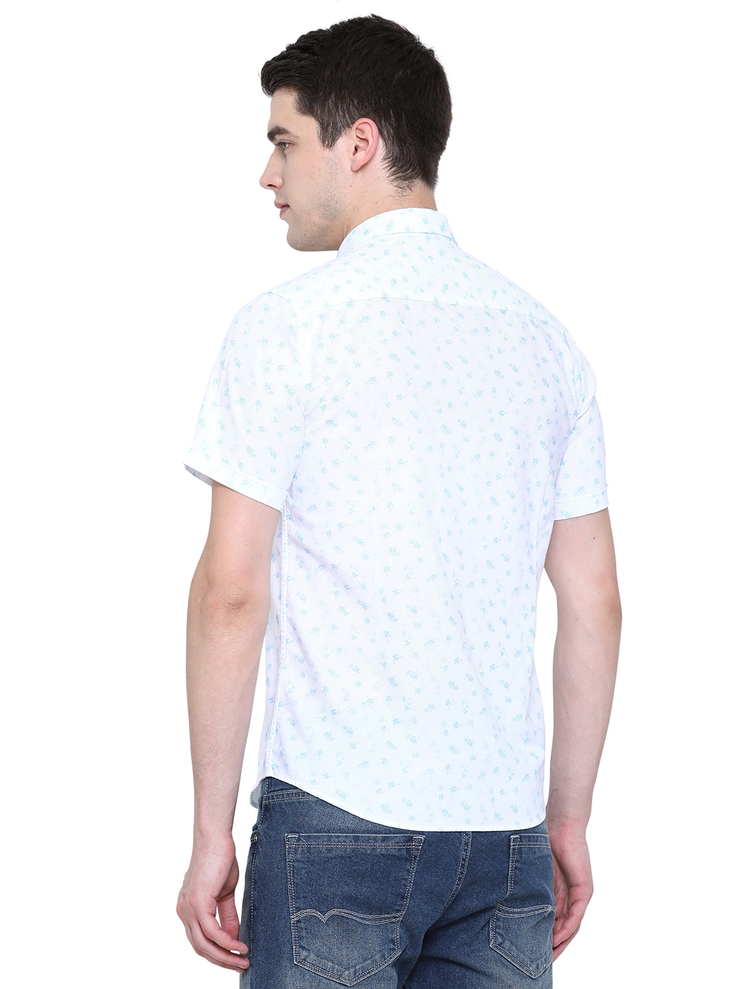 Greenfibre | Bright White Printed Slim Fit Casual Shirt | Greenfibre 2