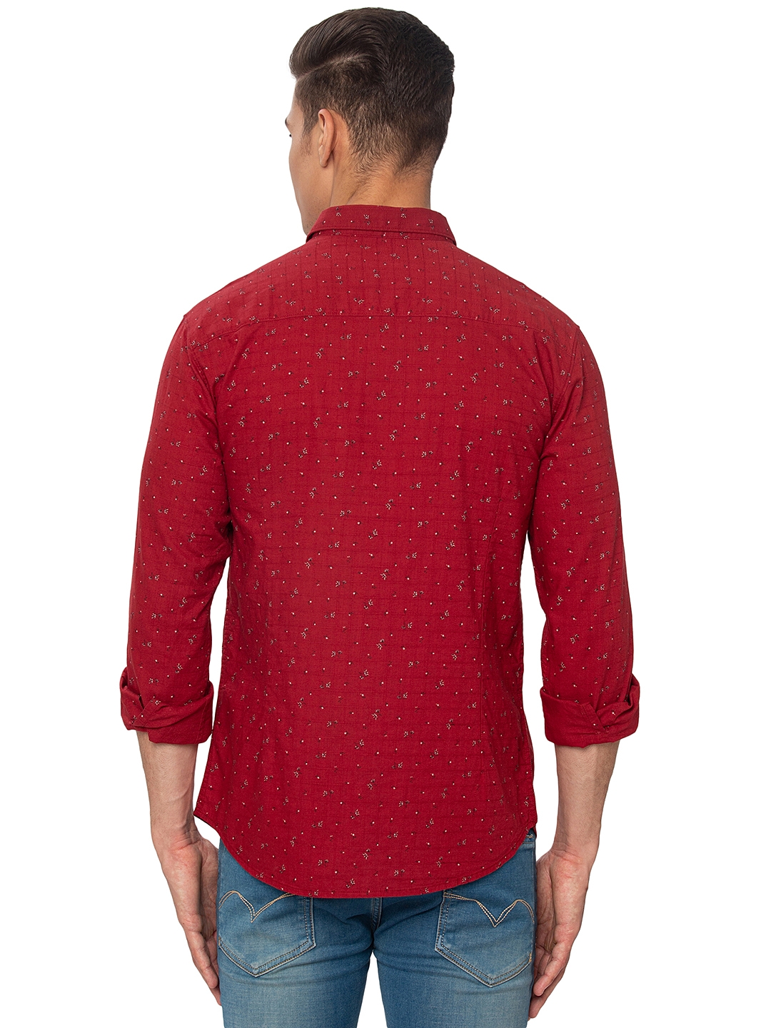 Greenfibre | Red Printed Slim Fit Semi Casual Shirt | Greenfibre 2
