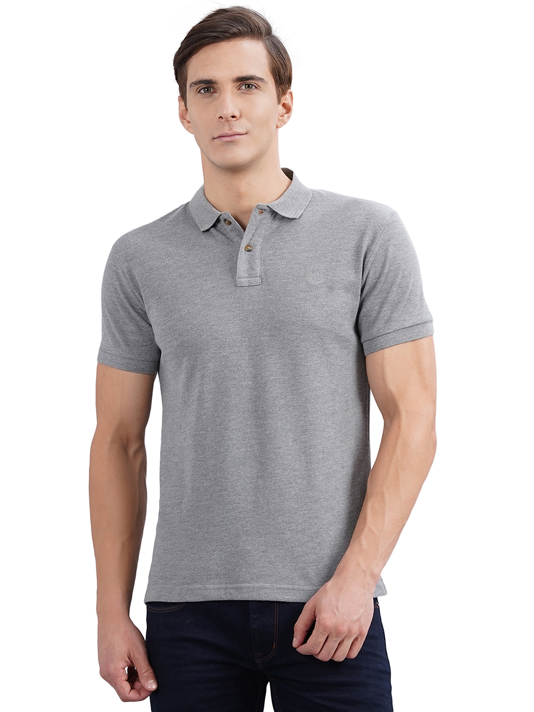 Greenfibre | Grey Solid Slim Fit Polo T-Shirt | Greenfibre 0