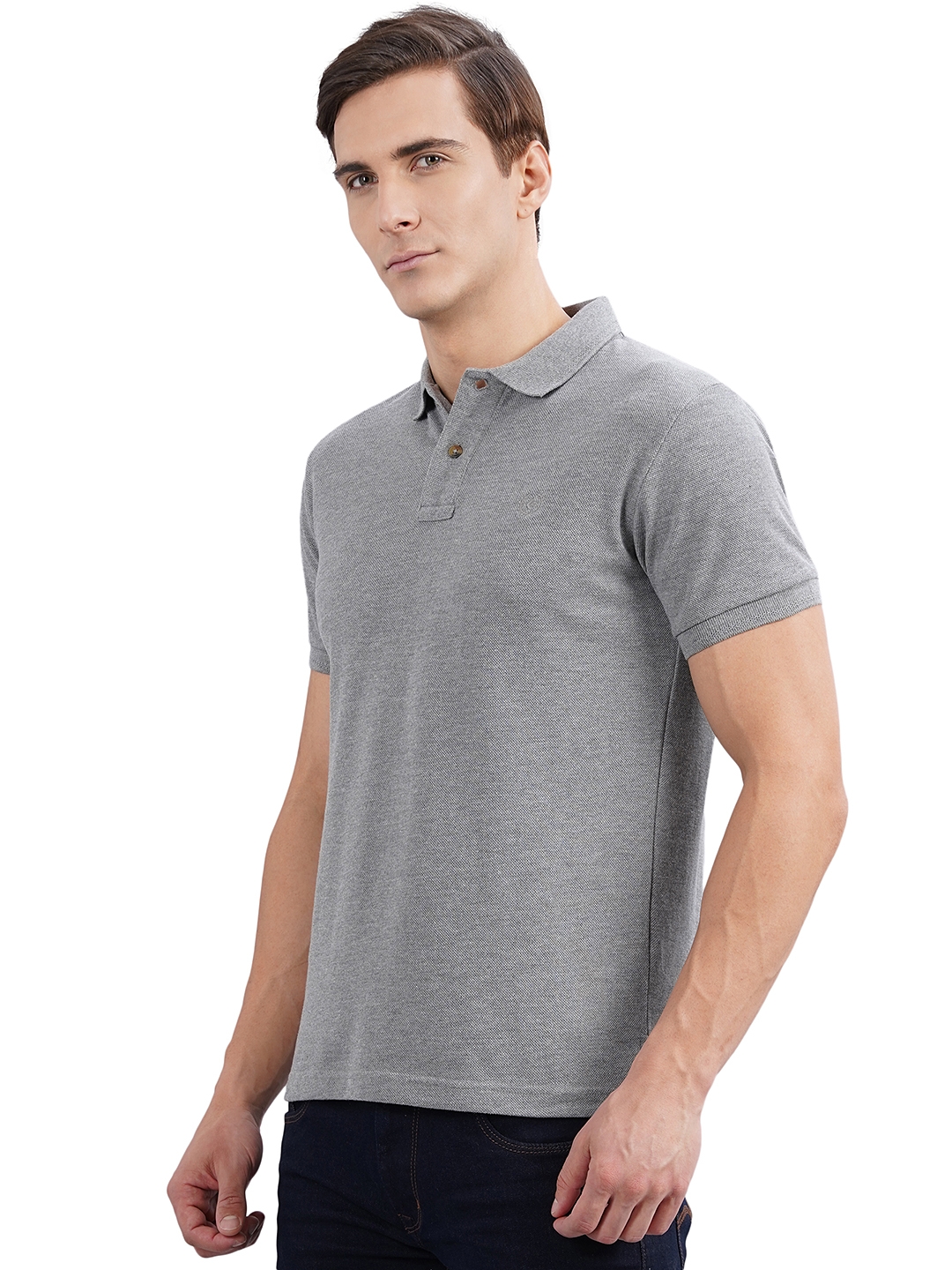 Greenfibre | Grey Solid Slim Fit Polo T-Shirt | Greenfibre 1