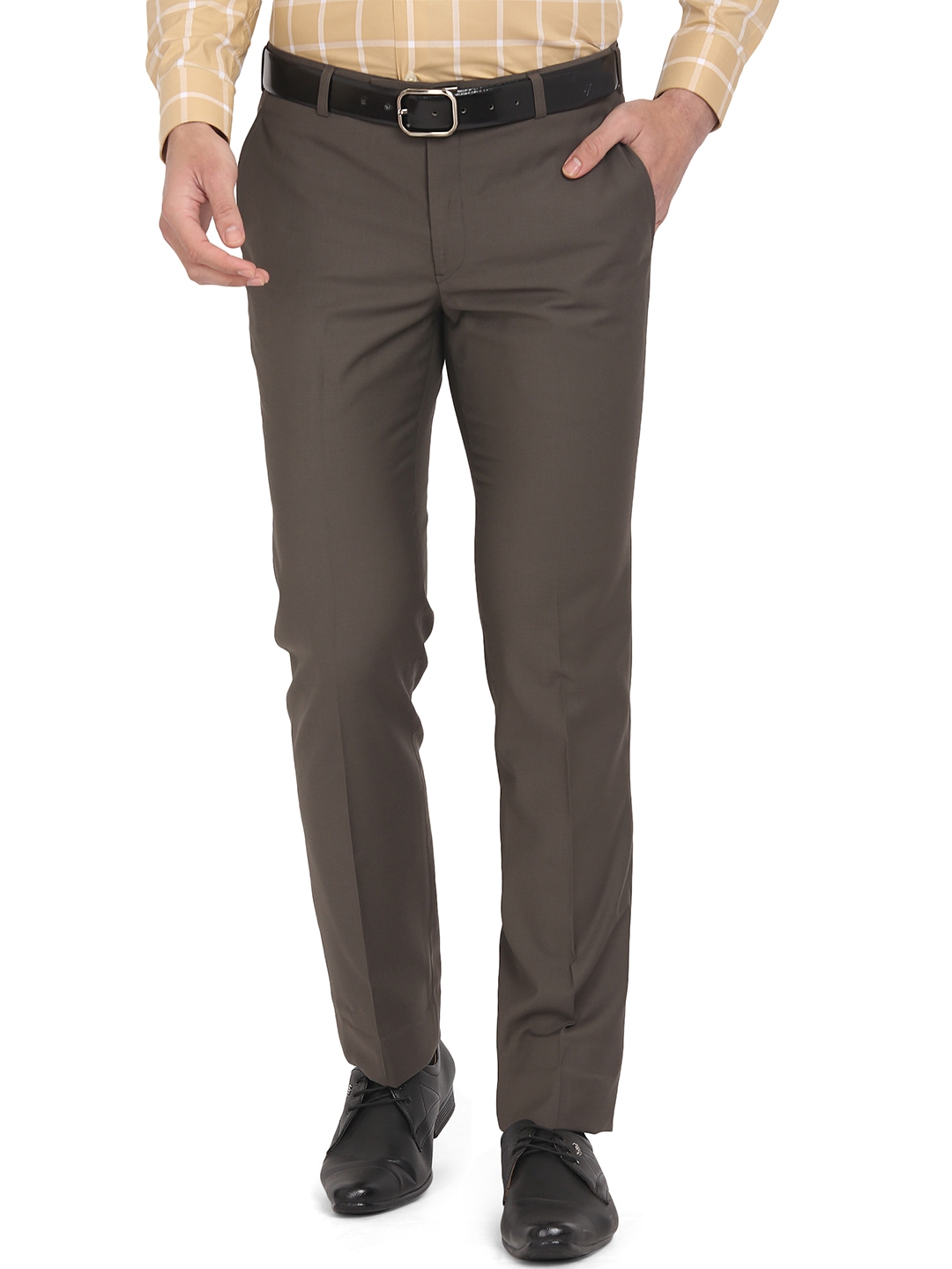 Greenfibre | Brown Solid Slim Fit Formal Trouser | Greenfibre 0