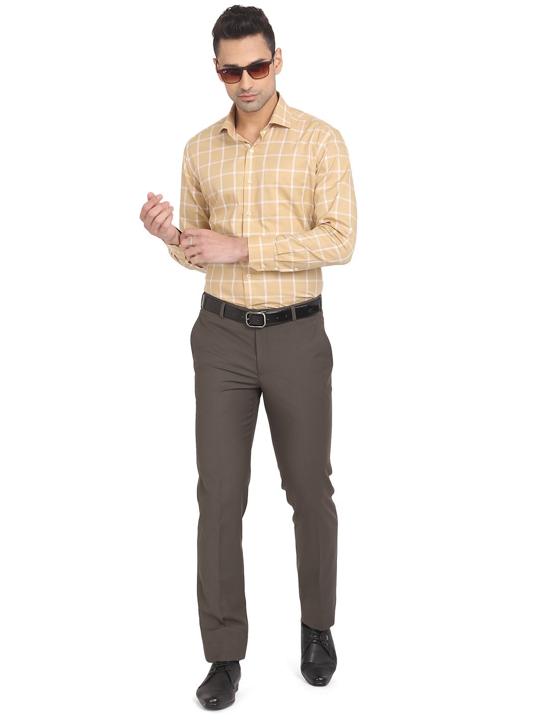Greenfibre | Brown Solid Slim Fit Formal Trouser | Greenfibre 3