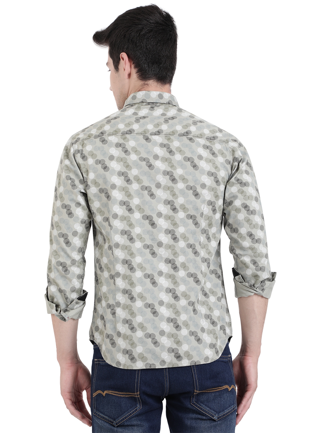 Greenfibre | Grey Printed Slim Fit Semi Casual Shirt | Greenfibre 2
