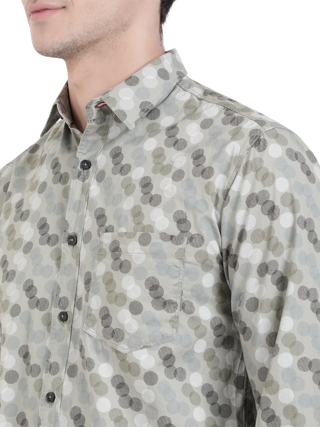 Greenfibre | Grey Printed Slim Fit Semi Casual Shirt | Greenfibre 4