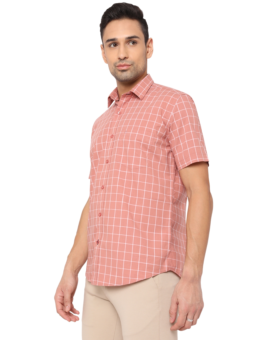 Greenfibre | Pink Checked Smart Fit Casual Shirt | Greenfibre 1