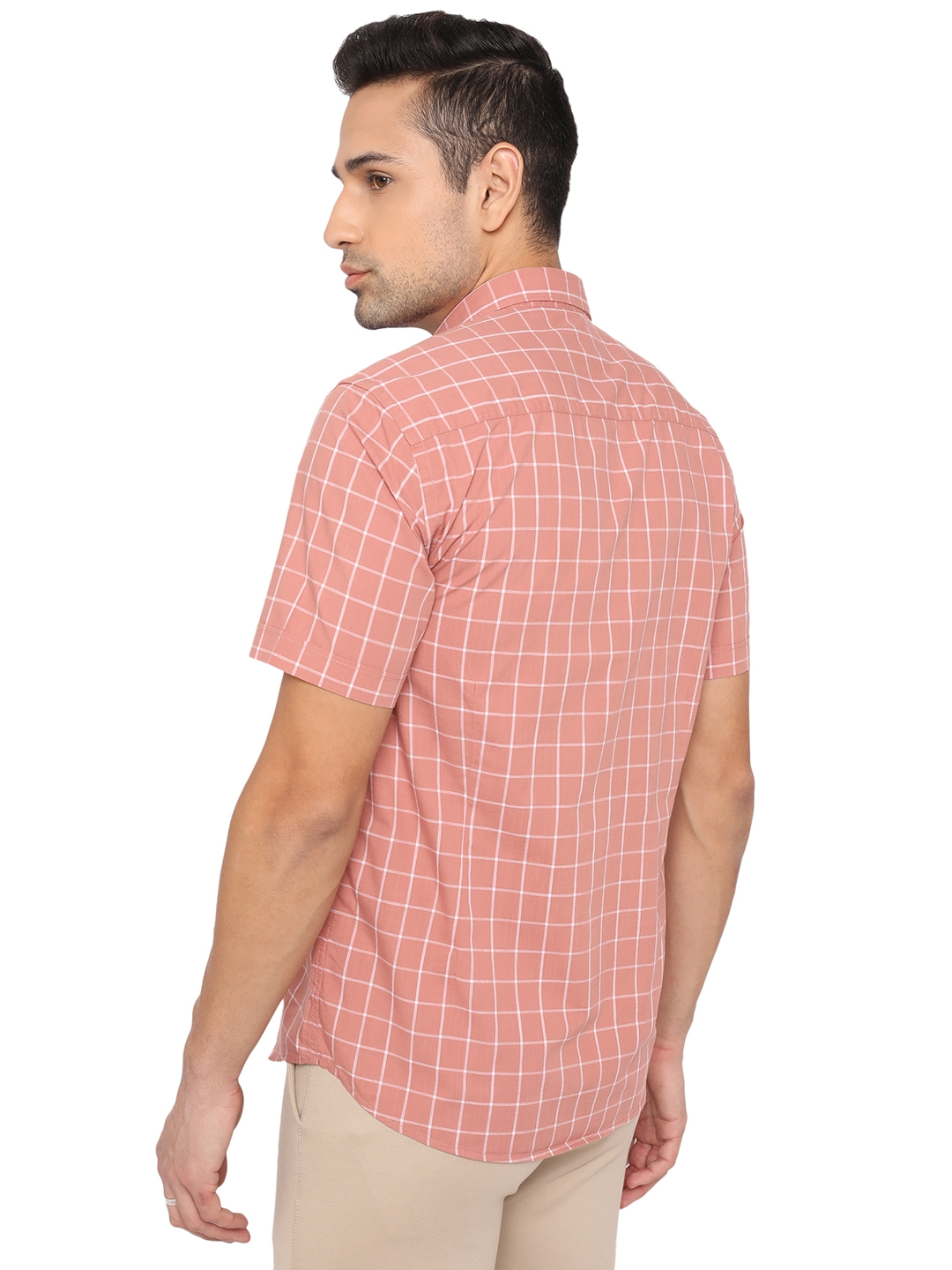 Greenfibre | Pink Checked Smart Fit Casual Shirt | Greenfibre 2