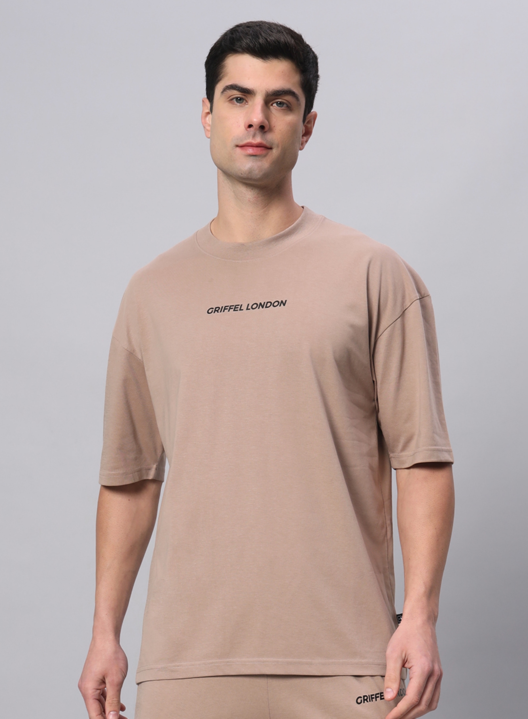 Men's Brown Cotton Loose Printed   Boxy T-Shirt s