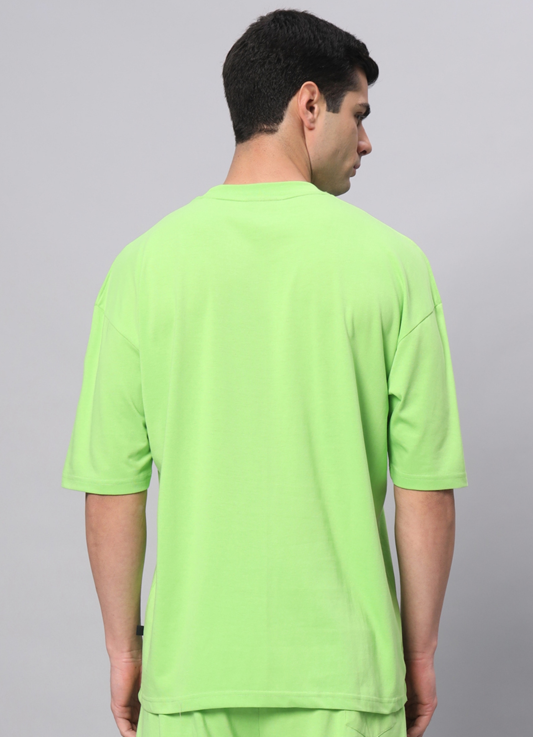 Men's Green Cotton Loose Printed   Boxy T-Shirt s