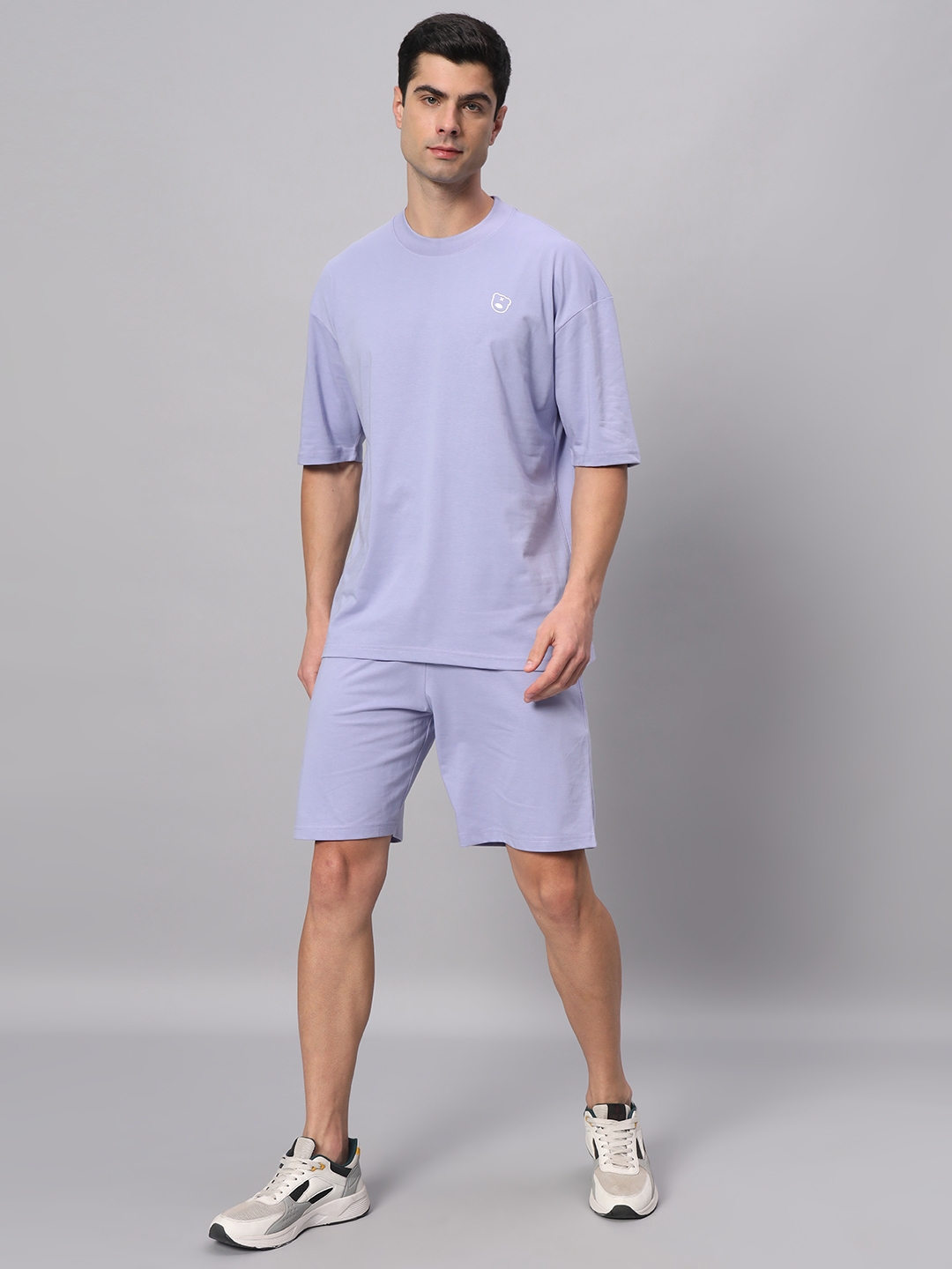 GRIFFEL | Men's Blue Cotton Loose Printed   Boxy T-Shirt s